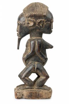 African Cote d Voire 20th Century Carved Wood Baule Conjoined Couple - 4657930