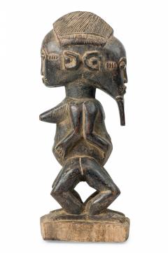 African Cote d Voire 20th Century Carved Wood Baule Conjoined Couple - 4657933