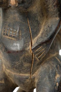 African Cote d Voire 20th Century Carved Wood Baule Conjoined Couple - 4657936