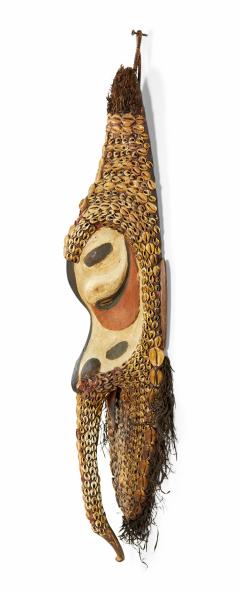 African Cowrie Shell and Root Fiber Beaked Mask - 4666039