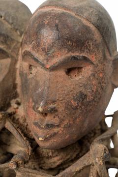 African D R Congo 20th Century Carved Wood Nkisi 2 Headed Nail Fetish Figure - 4668945