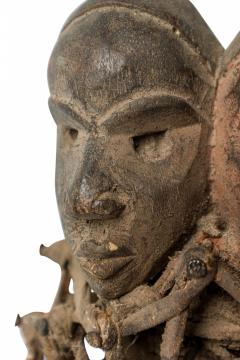 African D R Congo 20th Century Carved Wood Nkisi 2 Headed Nail Fetish Figure - 4668946