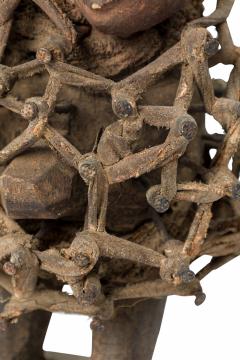 African D R Congo 20th Century Carved Wood Nkisi 2 Headed Nail Fetish Figure - 4668947
