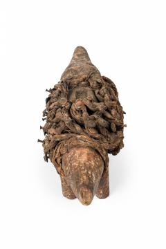 African D R Congo 20th Century Carved Wood Nkisi Koso Dog Nail Fetish Figure - 4660431