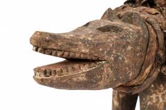African D R Congo 20th Century Carved Wood Nkisi Koso Dog Nail Fetish Figure - 4660433