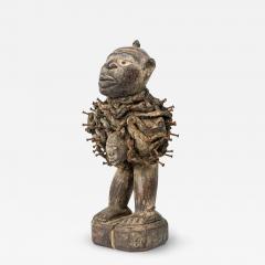 African D R Congo 20th Century Carved Wood Nkisi Male Nail Fetish Figure - 4412539