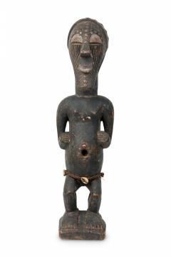 African D R Congo 20th Century Carved Wood Songye 2 Headed Janus Figure - 4668929