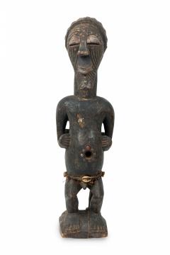 African D R Congo 20th Century Carved Wood Songye 2 Headed Janus Figure - 4668931