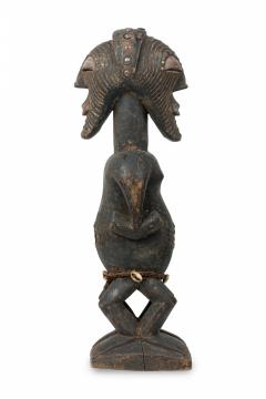 African D R Congo 20th Century Carved Wood Songye 2 Headed Janus Figure - 4668932