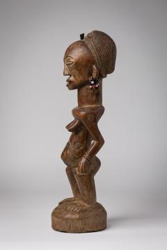 African D R Congo 20th Century Carved Wooden Luba Female Fertility Figure - 4656886