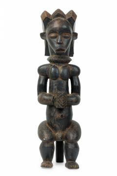 African Gabon 20th Century Carved Wood Fang Male Reliquary Guardian Figure - 4653037