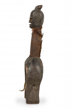 African Gabon 20th Century Hand Carved Tsogo Heddle Pulley with Carved Head - 4666910