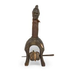 African Gabon 20th Century Hand Carved Tsogo Heddle Pulley with Carved Head - 4695046