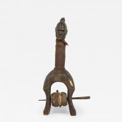 African Gabon 20th Century Hand Carved Tsogo Heddle Pulley with Carved Head - 4695155