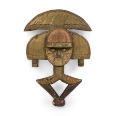 African Gabon Late 20th Century Hand Carved Wood Copper Kota Mahongwe Reliquar - 4694756