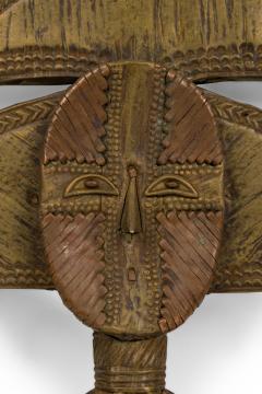 African Gabon Late 20th Century Hand Carved Wood Copper Kota Mahongwe Reliquar - 4666475