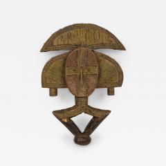 African Gabon Late 20th Century Hand Carved Wood Copper Kota Mahongwe Reliquar - 4694804