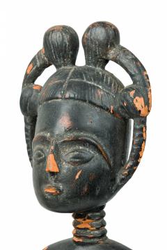 African Ghana 20th Century Carved Wood Akan Seated Mother and Child - 4661844