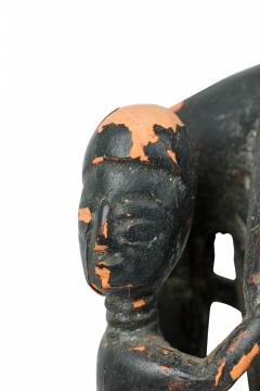 African Ghana 20th Century Carved Wood Akan Seated Mother and Child - 4661845