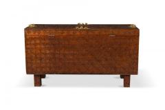 African Hinged Top Carved Wood and Brass Figural Chest - 4170075