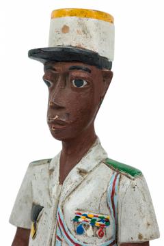 African Ivory Coast 20th Century Carved Painted Wood Baule Colonial Colon  - 4672242