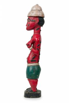 African Ivory Coast 20th Century Carved Painted Wood Baule Female Colonial Fig - 4664545