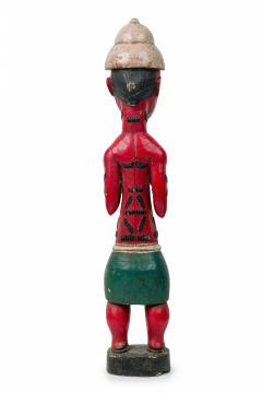 African Ivory Coast 20th Century Carved Painted Wood Baule Female Colonial Fig - 4664546