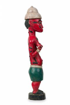 African Ivory Coast 20th Century Carved Painted Wood Baule Female Colonial Fig - 4664547