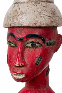 African Ivory Coast 20th Century Carved Painted Wood Baule Female Colonial Fig - 4664548