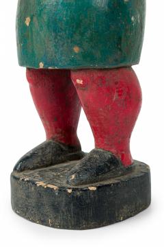 African Ivory Coast 20th Century Carved Painted Wood Baule Female Colonial Fig - 4664550