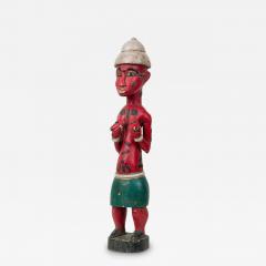 African Ivory Coast 20th Century Carved Painted Wood Baule Female Colonial Fig - 4692582