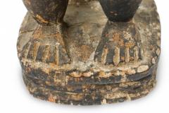 African Ivory Coast 20th Century Carved Wood Baule Diviner Seated Figure - 4653056