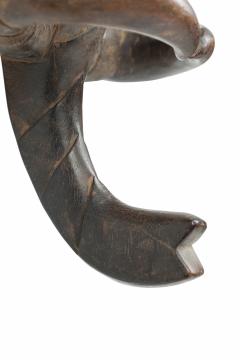 African Ivory Coast 20th Century Carved Wood Baule Goli Elephant Face Mask with - 4668072