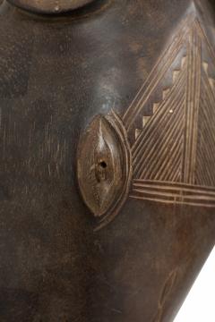 African Ivory Coast 20th Century Carved Wood Baule Goli Elephant Face Mask with - 4668073