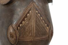 African Ivory Coast 20th Century Carved Wood Baule Goli Elephant Face Mask with - 4668075