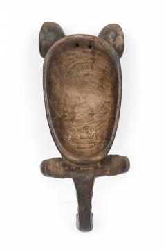 African Ivory Coast 20th Century Carved Wood Baule Goli Elephant Face Mask with - 4668076