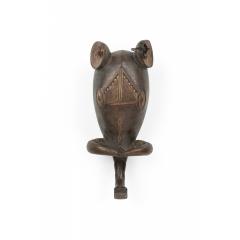 African Ivory Coast 20th Century Carved Wood Baule Goli Elephant Face Mask with - 4700724