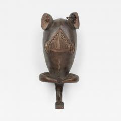 African Ivory Coast 20th Century Carved Wood Baule Goli Elephant Face Mask with - 4700827