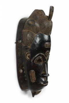 African Ivory Coast 20th Century Carved Wood Baule Male Face Mask - 4667414