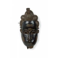 African Ivory Coast 20th Century Carved Wood Baule Male Face Mask - 4700685