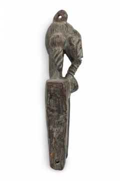 African Ivory Coast 20th Century Carved Wood Baule Male Heddle Pulley - 4409076