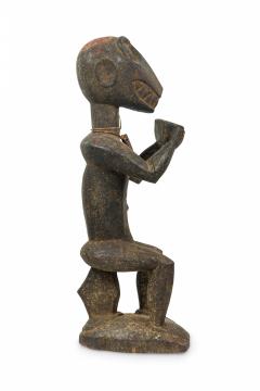 African Ivory Coast 20th Century Carved Wood Baule Mbra Monkey Figure - 4660444
