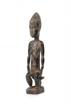 African Ivory Coast 20th Century Carved Wood Baule Seated Female Spirit Spouse  - 4657916
