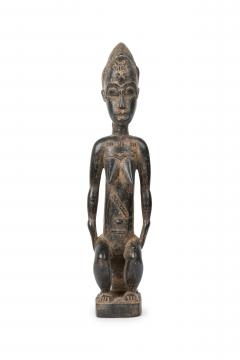 African Ivory Coast 20th Century Carved Wood Baule Seated Female Spirit Spouse  - 4657917