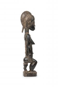 African Ivory Coast 20th Century Carved Wood Baule Seated Female Spirit Spouse  - 4657920