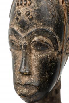 African Ivory Coast 20th Century Carved Wood Baule Seated Female Spirit Spouse  - 4657921