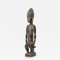 African Ivory Coast 20th Century Carved Wood Baule Seated Female Spirit Spouse  - 4689928
