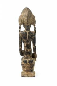 African Ivory Coast 20th Century Carved Wood Baule Seated Female Spirit Spouse  - 4661532