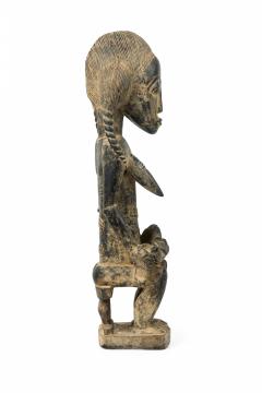 African Ivory Coast 20th Century Carved Wood Baule Seated Female Spirit Spouse  - 4661533