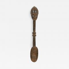 African Ivory Coast Mid 20th Century Hand Carved Wooden Baule Ladle - 4709193